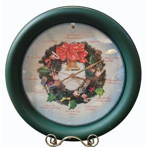 Vtg Musical Christmas Carols Clock Light Sensor Quartz 10.5" Auto Sleep Function